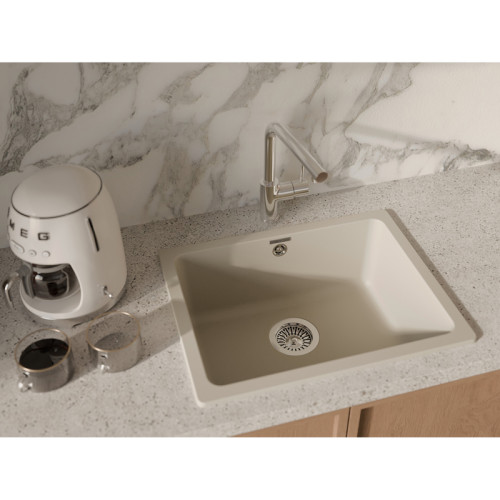 RIVELATO Мойка BERKANA 50 1-чаш 560*430, монтаж: универсальный, материал: кварц, цвет: темно-бежевый