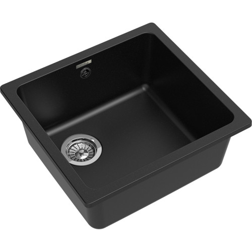 RIVELATO Мойка BERKANA 45 1-чаш 485*455, монтаж: универсальный, материал: кварц, цвет: черный