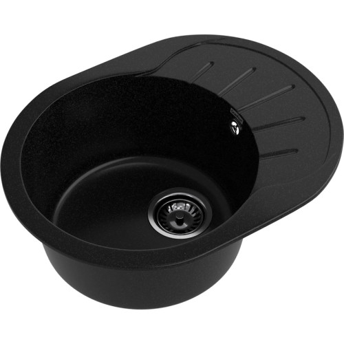 R-580L black 1-чаша+крыло 579*445 мм, монтаж: врезной, материал: мрамор, цвет: черный