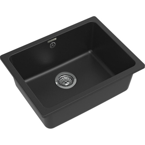 RIVELATO Мойка BERKANA 50 1-чаш 560*430, монтаж: универсальный, материал: кварц, цвет: антрацит RIVELATO Мойка BERKANA 50 1-чаш 560*430, монтаж: универсальный, материал: кварц, цвет: антрацит