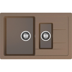 Q-775KL terracotta 2-чаши+крыло 765*495 мм, монтаж: врезной, материал: мрамор, цвет терракот