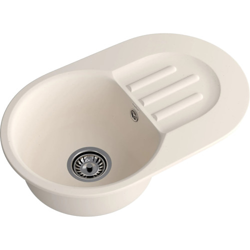685 L white 1-чаша+крыло 681*433 мм, монтаж: врезной, материал: мрамор, цвет: белый