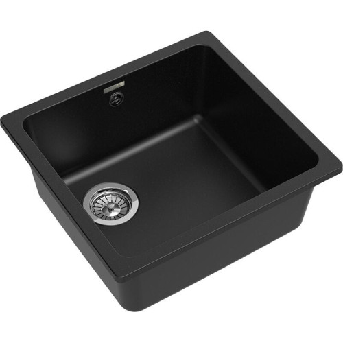 RIVELATO Мойка BERKANA 45 1-чаш 485*455, монтаж: универсальный, материал: кварц, цвет: черный RIVELATO Мойка BERKANA 45 1-чаш 485*455, монтаж: универсальный, материал: кварц, цвет: черный