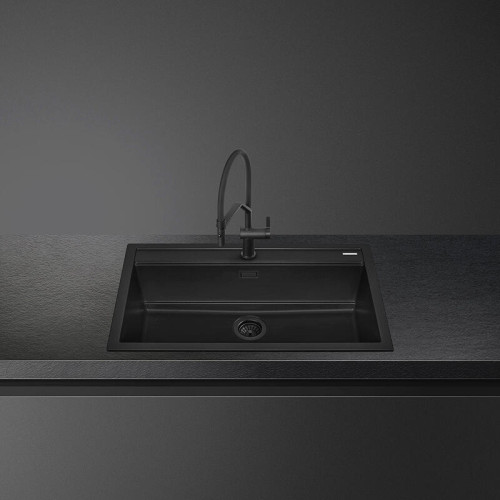 Мойка Smeg/ Мойка Smeg, композитная, 86 см, гранит, серия Quadra, стандартное встраивание, цвет черный
