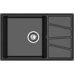 V-780L black 1-чаша+крыло 780*500 мм, монтаж: врезной, материал: мрамор, цвет: черный