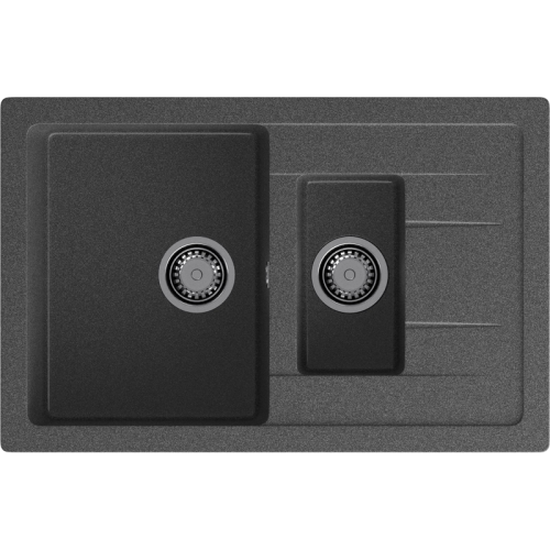 Q-775KL graphite 2-чаши+крыло 765*495 мм, монтаж: врезной, материал: мрамор, цвет графит