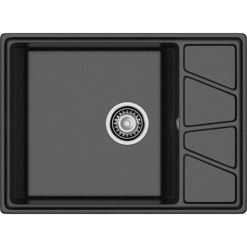 V-680L black 1-чаша+крыло 680*500 мм, монтаж: врезной, материал: мрамор, цвет: черный