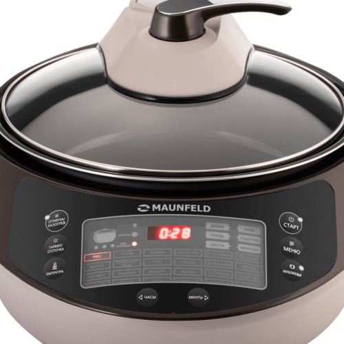 Мультиварка MAUNFELD/ Мультиварка MAUNFELD MF-1621BR, мощность 1600 Вт, электронное управление, 30 программ, антипригарное покрытие чаши, объем чаши 5 л, дисплей, отсрочка старта, регулировка температуры, предварительное отключение автоподогрева, приготов