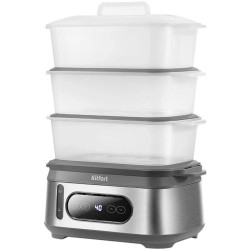 Пароварка Kitfort КТ-6280 3ярус. 1050Вт серый/серебристый