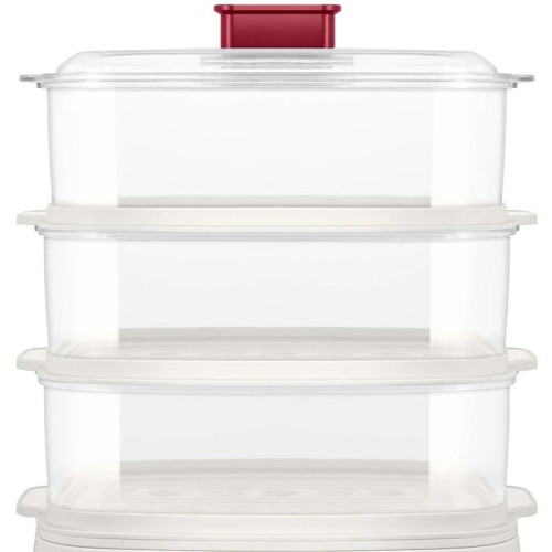 Пароварка Kitfort КТ-6830 3ярус. 800Вт белый/красный