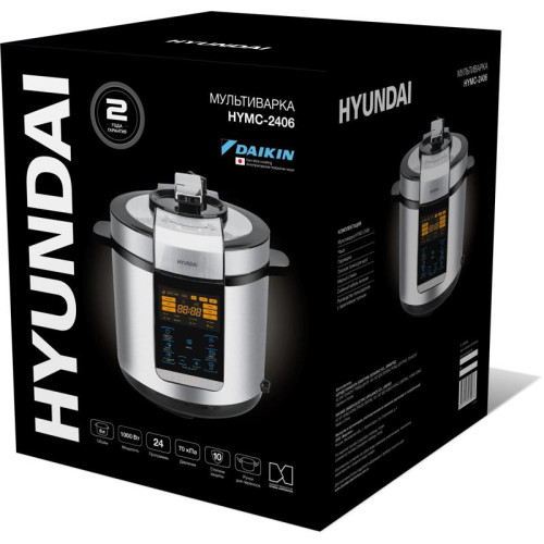 Мультиварка-скороварка Hyundai HYMC-2406 6л 1000Вт серебристый/черный