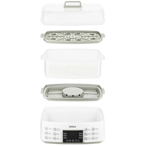 Пароварка Kitfort КТ-6431 2ярус. 800Вт белый/серый