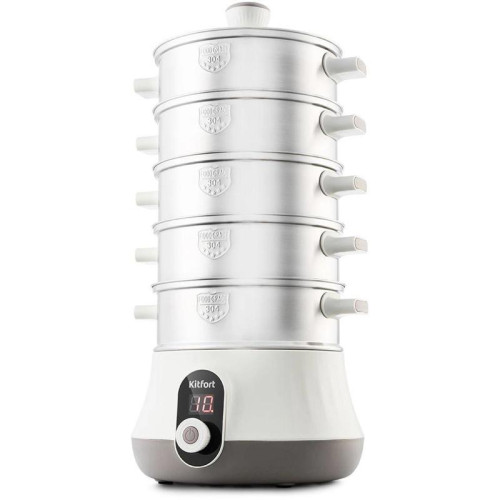 Пароварка Kitfort КТ-2035 5ярус. 600Вт серебристый