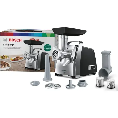 Мясорубка BOSCH MFW67440 Мясорубка 700Вт, 3.5 кг/мин, реверс, насадки: шинковка, кеббе, колбас