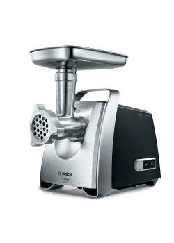 Мясорубка BOSCH MFW68640 800/2200Вт, 4.3 кг/мин., черный/метал фронт, реверс, отсек для хран., 3 диска, кебаб