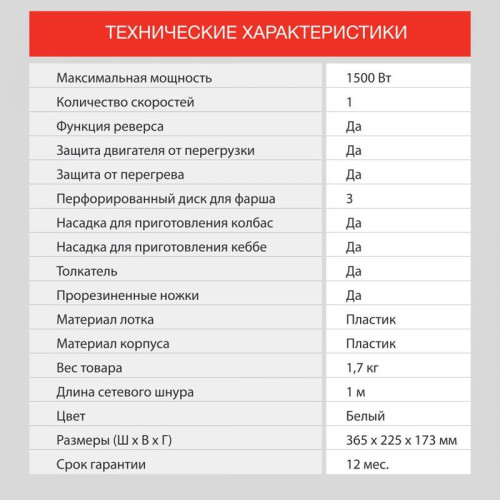 Мясорубка Starwind SMG3110 1500Вт белый