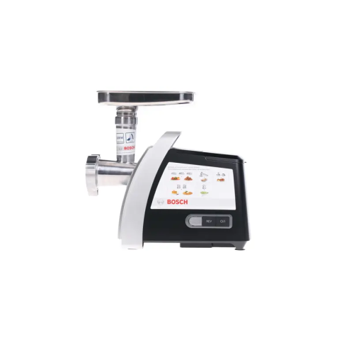 Мясорубка BOSCH MFW68640 800/2200Вт, 4.3 кг/мин., черный/метал фронт, реверс, отсек для хран., 3 диска, кебаб