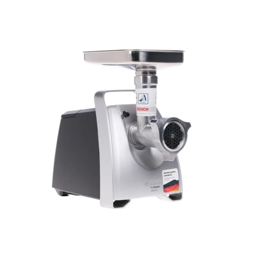 Мясорубка BOSCH MFW68640 800/2200Вт, 4.3 кг/мин., черный/метал фронт, реверс, отсек для хран., 3 диска, кебаб