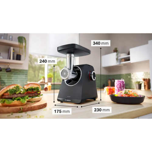 Мясорубка Bosch MFWS440B Мясорубка Bosch, мощность 1900 Вт, цвет черный