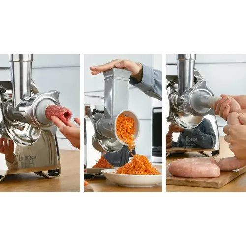 Мясорубка BOSCH MFW67440 Мясорубка 700Вт, 3.5 кг/мин, реверс, насадки: шинковка, кеббе, колбас