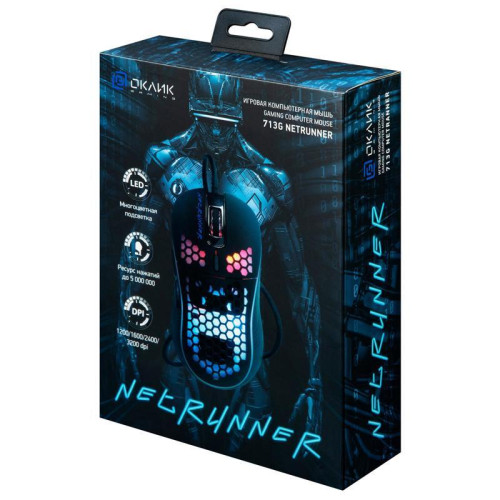 Мышь Oklick 713G NETRUNNER черный оптическая 3200dpi USB 6but (1465498)