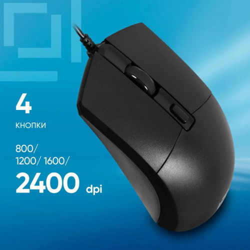 Мышь Oklick 207M черный оптическая 2400dpi USB 4but (1474598)