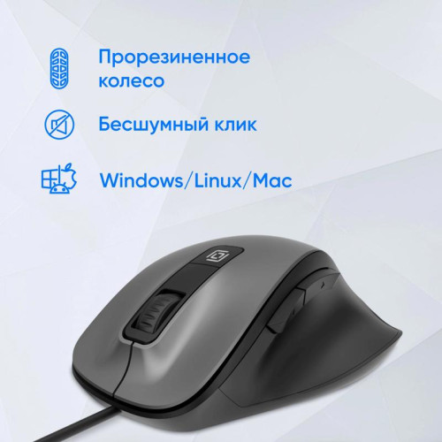 Мышь Oklick 504M черный/серый оптическая 3600dpi silent USB 6but (2004741)