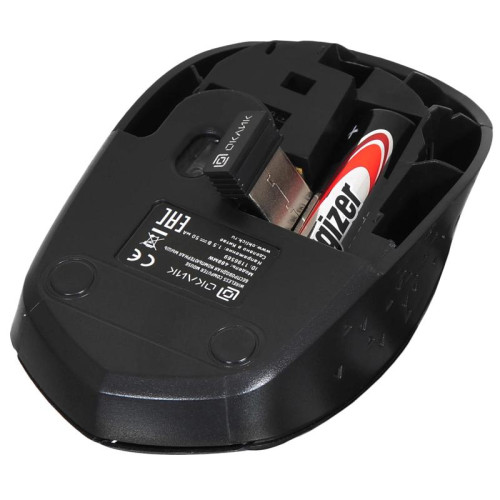 Мышь Oklick 488MW черный/синий оптическая 1600dpi беспров. USB для ноутбука 4but (1196569)
