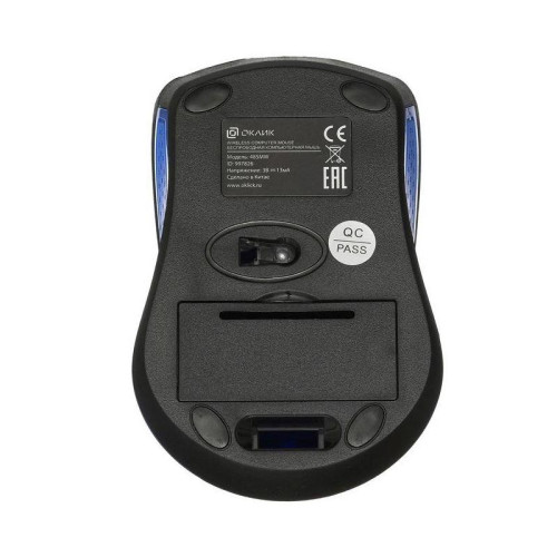 Мышь Oklick 485MW черный/синий оптическая 1000dpi беспров. USB для ноутбука 3but (997826)