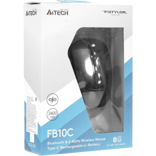 Мышь A4Tech Fstyler FB10C черный оптическая 2000dpi беспров. BT/Radio USB 4but (FB10C STONE BLACK) Мышь A4Tech Fstyler FB10C черный оптическая 2000dpi беспров. BT/Radio USB 4but (FB10C STONE BLACK)