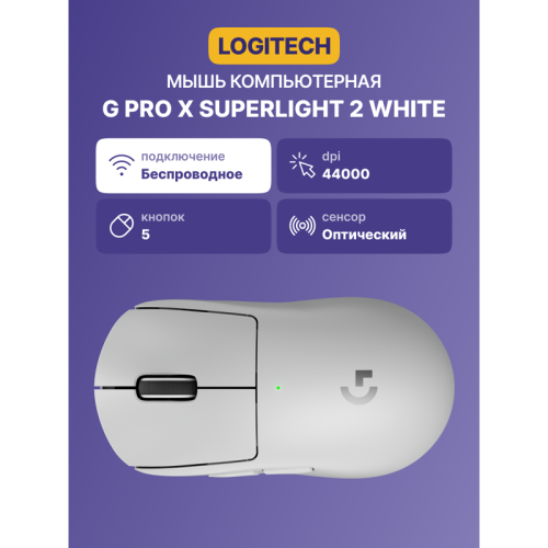 Мышь/ Logitech Mouse G PRO X Superlight 2 Wireless Gaming White Retail