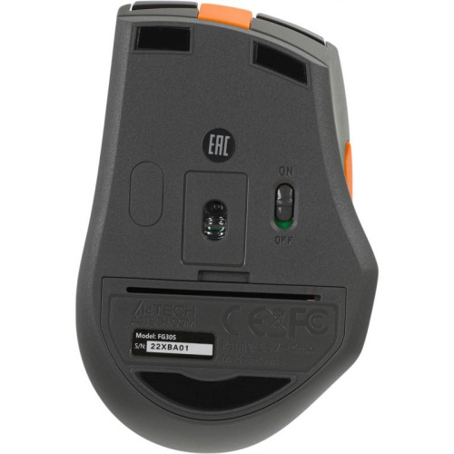 Мышь A4Tech Fstyler FG30S серый/оранжевый оптическая 2000dpi silent беспров. USB 6but (FG30S ORANGE)