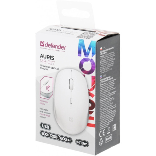 Мышь DEFENDER WRL AURIS MB-027 WHITE 52028