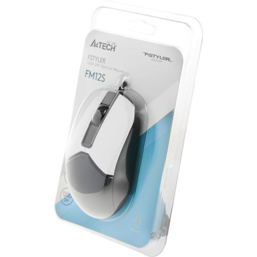 Мышь A4Tech Fstyler FM12S Panda белый/черный оптическая 1200dpi silent USB 3but