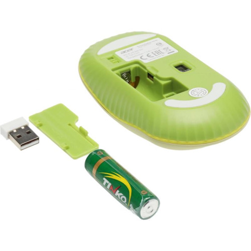 Мышь Acer OMR205 зеленый/желтый оптическая 1200dpi беспров. USB для ноутбука 3but (ZL.MCEEE.02J)