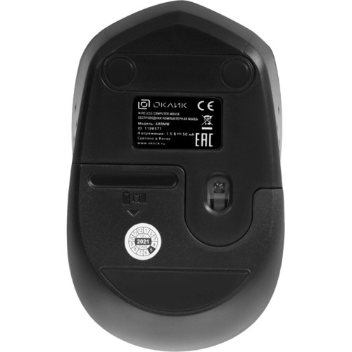 Мышь Oklick 488MW черный/серый оптическая 1600dpi беспров. USB для ноутбука 4but (1196571)