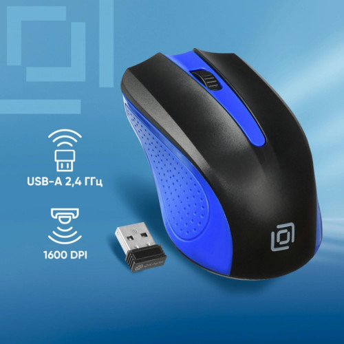 Мышь Oklick 485MW черный/синий оптическая 1000dpi беспров. USB для ноутбука 3but (997826)