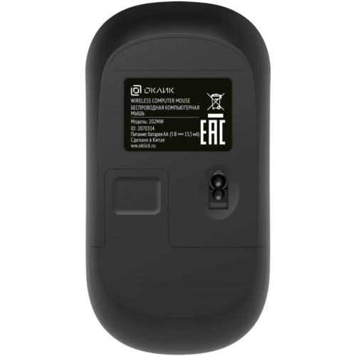Мышь Oklick 202MW черный оптическая 1000dpi беспров. USB 3but (2070314)
