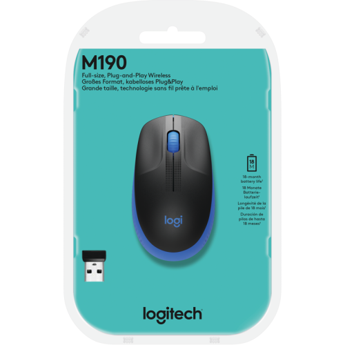 Мышь/ Logitech Wireless Mouse M190  Blue