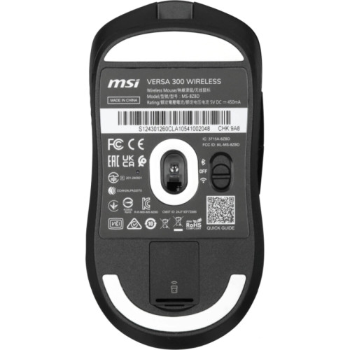 Мышь MSI VERSA 300 W MS-8ZBD черный оптическая 8000dpi беспров. BT/Radio USB 5but (S12-4301260-CLA)