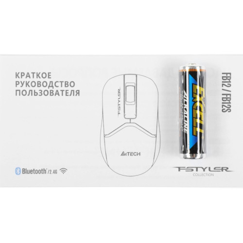 Мышь A4Tech Fstyler FB12 белый оптическая 1200dpi беспров. BT/Radio USB 3but (FB12 WHITE)