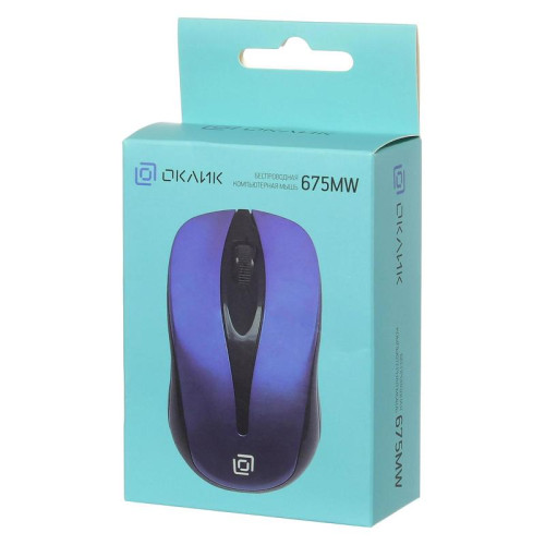 Мышь Oklick 675MW черный/синий оптическая 1200dpi беспров. USB для ноутбука 3but (1025918)