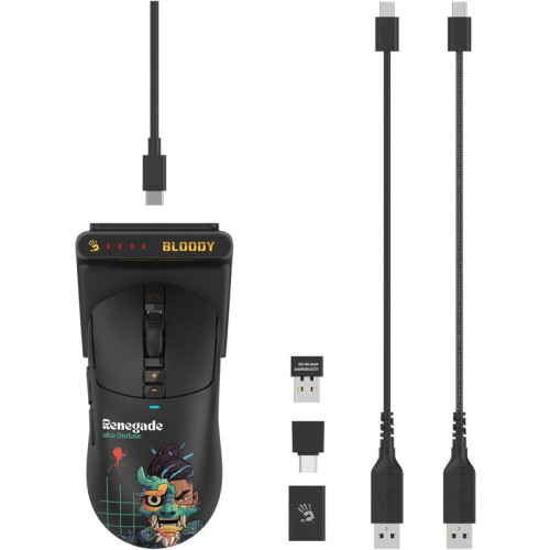 Мышь A4Tech Bloody R72 Ultra Duo черный/рисунок оптическая 20000dpi беспров. USB/USB-C 6but (R72 ULTRA DUO RENEGADEMIDNIGHT)
