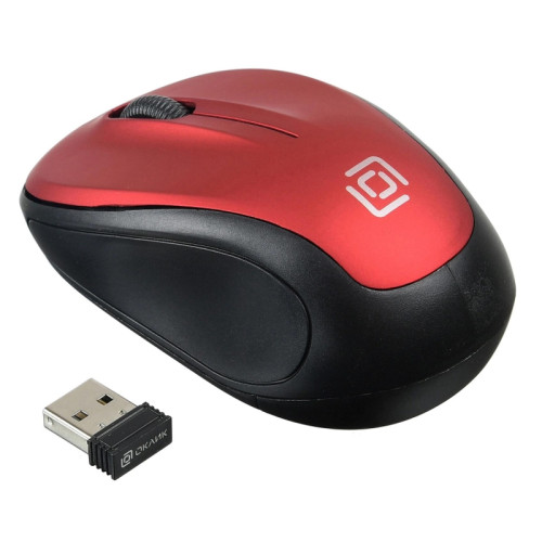Мышь Oklick 665MW черный/красный оптическая 1600dpi беспров. USB для ноутбука 3but (1025135)