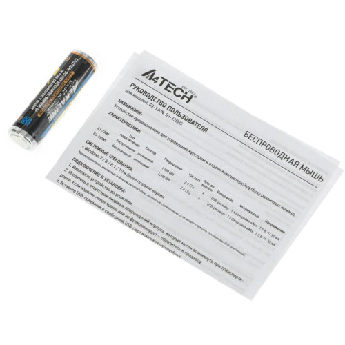 Мышь A4Tech G3-330NS черный оптическая 1200dpi silent беспров. USB 3but