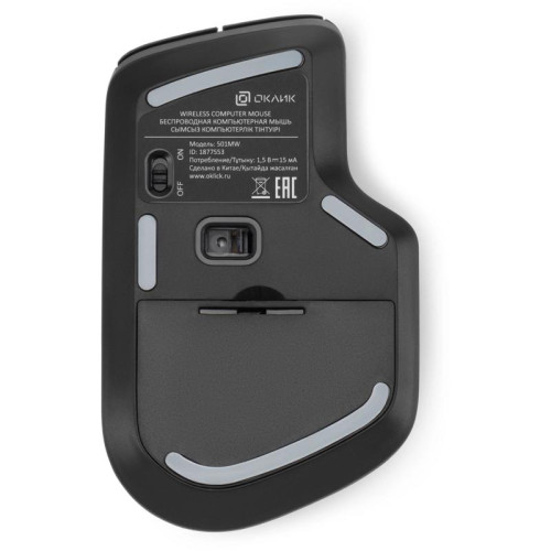 Мышь Oklick 501MW черный оптическая 2400dpi беспров. USB для ноутбука 6but (1877553)