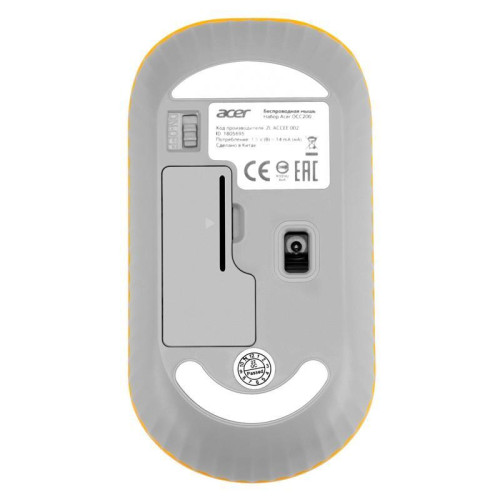 Мышь Acer OMR200 белый/желтый оптическая 1200dpi беспров. USB для ноутбука 3but (ZL.MCEEE.020)