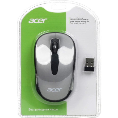 Мышь Acer OMR134 серый оптическая 1000dpi беспров. USB для ноутбука 3but (ZL.MCEEE.01H)