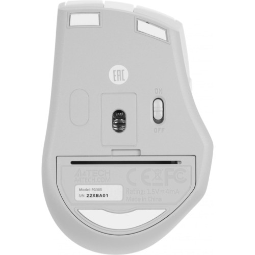 Мышь A4Tech Fstyler FG30S белый/серый оптическая 2000dpi silent беспров. USB 6but (FG30S WHITE)