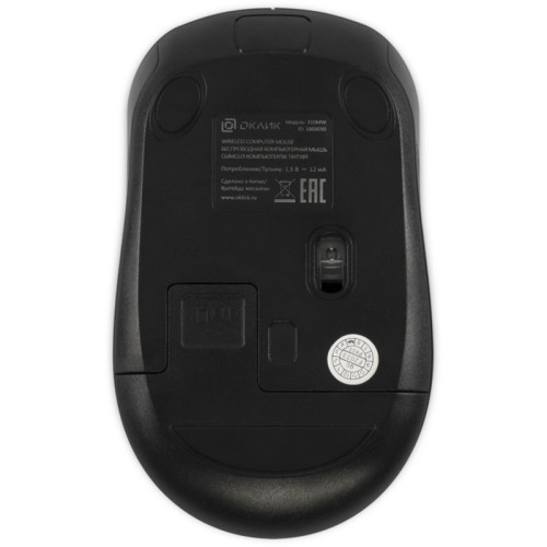 Мышь Oklick 310MW черный/синий оптическая 3200dpi беспров. USB для ноутбука 4but (1869090)